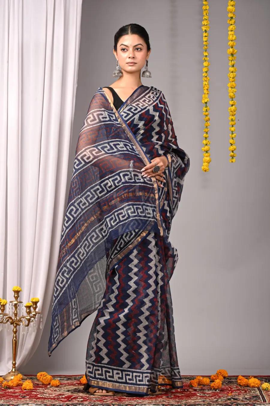 Traditional Bagru Print Kota Sarees